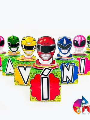 Caixa cubo com letra ou número power ranger dino cminidoarge