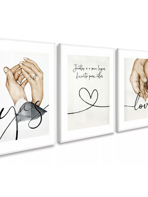 Quadro decorativo frases de casal coração love para quarto