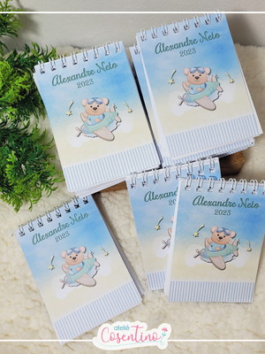 Bloquinho personalizado wire-o 40fls - ursinho aviador