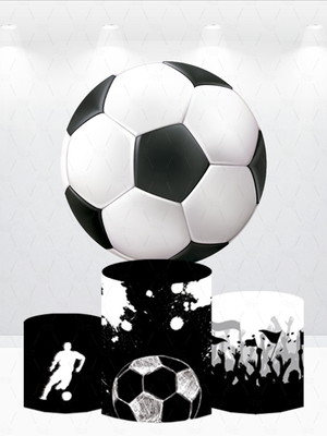Painel redondo + kit de capas de cilindros futebol