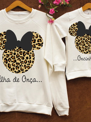 Blusa de moletom tal mãe tal filha - filha de onça oncinha é