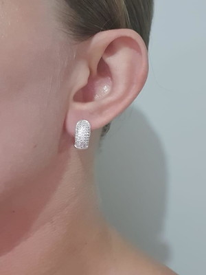 Brinco argola zirconia tamanho 16mm banhado prata