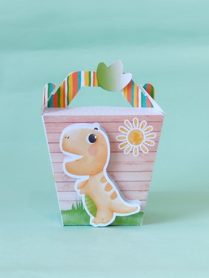 Caixa quadrada com alça dino baby