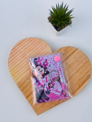 Bloquinho com mini lápis - minnie rosa