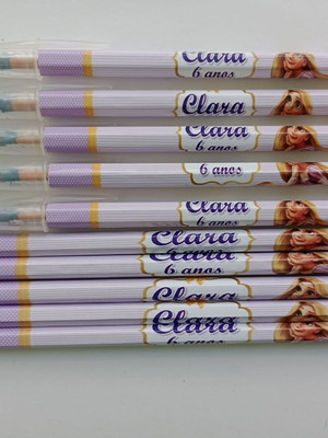 Kit lápis com caneta personalizada rapunzel