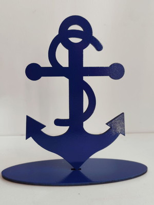 Âncora placa troféu em mdf 15 cm de altura azul marinho deco
