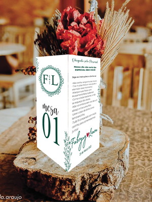 Arte digital totem menu display de mesa casamento 01