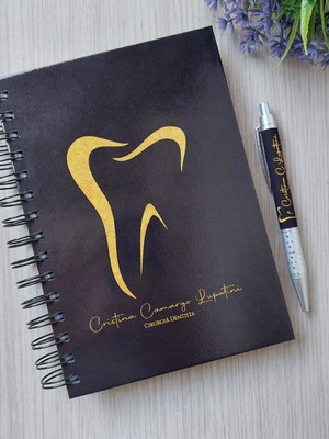 Kit agenda 2025 personalizada + caneta dentista