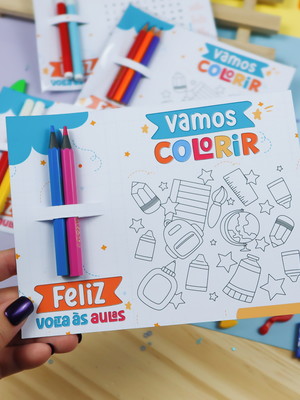 Card de atividades com canetinhas- volta as aulas