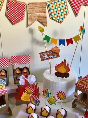 Decoração de mesa festa junina 40 itens vermelho