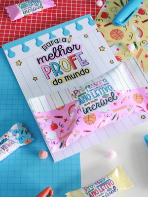 Card com bombom- volta as aulas