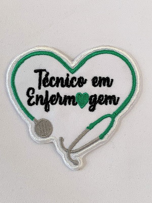 Patch de bordado - técnico em enfermagem - coração