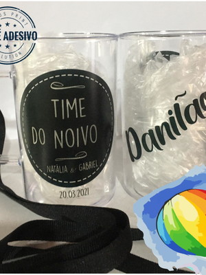 Caneca acrilica 400ml - time do noivo com cordão