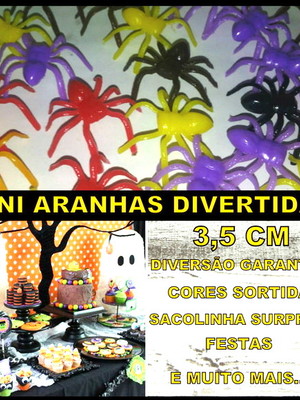 25 mini aranhas coloridas 3,5 cm