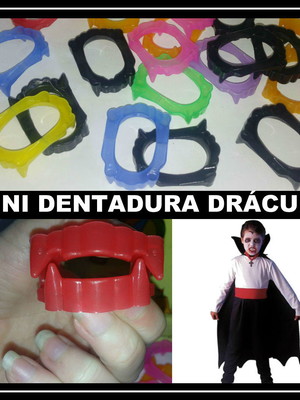 25 dentaduras drácula infantil coloridas 6 x 4,3 cm