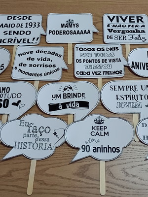 Plaquinhas divertidas | aniversário 90 anos