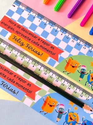 Lembrancinha escolar boas férias card+lápis