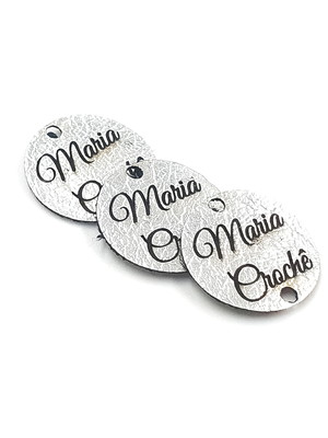 Etiqueta ouro sintético personalizada 3x3cm 30 unid prata
