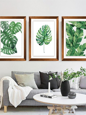 Kit 3 quadros decorativos folhagens costela de adão 20x30cm