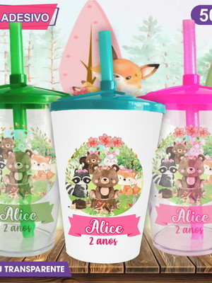Copo twister personalizado bosque encantado - 500 ml