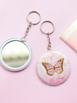Lembrancinha 15 anos borboleta kit 10 espelhos chaveiros