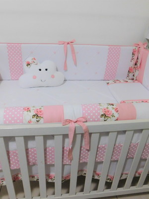 Kit de berço floral rosa