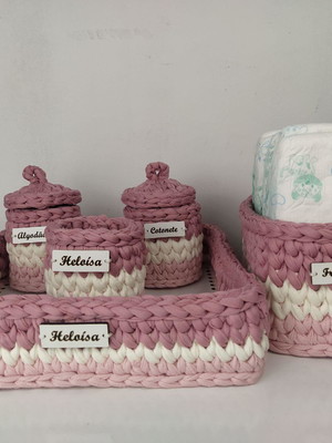 Kit higiene fio de malha menina lindo rose rosa crochê frald