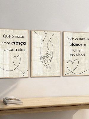 Quadro decorativo frases para quarto de casal com vidro trio