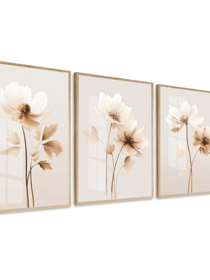Quadro decorativo flores folhagem moderno vidro e moldura