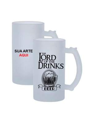 Caneca de chopp 475ml de vidro jateado personalizada
