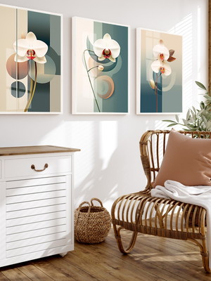 Quadro decorativo com vidro e moldura flores orquídea