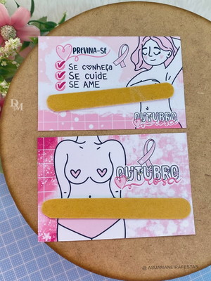 Card com mini lixa- outubro rosa