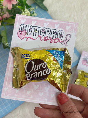 Card com bombom- outubro rosa