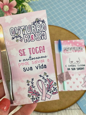 Card com pinça- outubro rosa