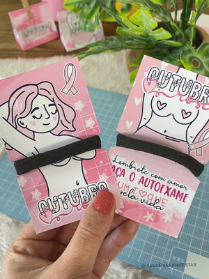 Card e tag com xuxinha- outubro rosa