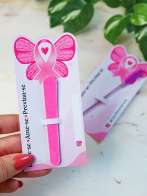 Card com mini lixa- outubro rosa