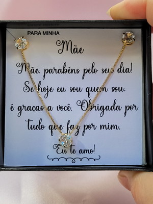 Para minha mãe - conjuntinho ponto de luz - semi joia