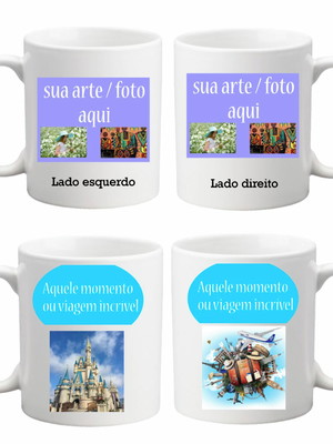 Caneca personalizada de porcelana sua arte foto viagem aqui