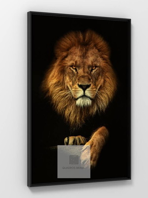 Quadro decorativo leão de judá em dourado