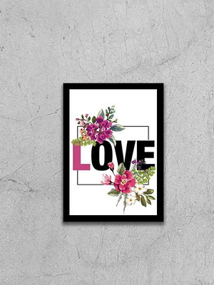 Quadro love floral (a3- com vidro)