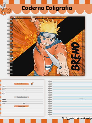 Caderno de caligráfia - naruto