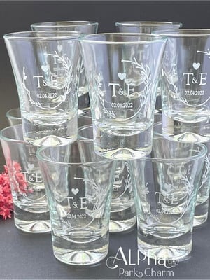 Copo de shot de vidro personalizado 60ml para casamento