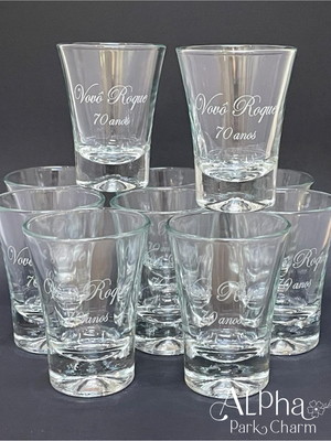 Copo de shot de vidro personalizado 60ml para aniversário
