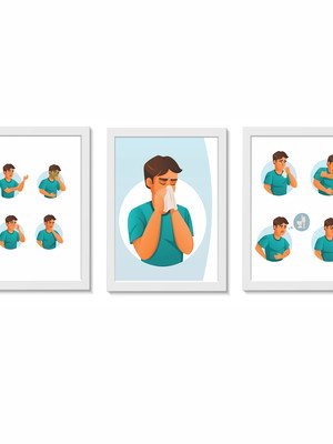 Kit 3 quadros decorativos alergias alergologia 20x30cm