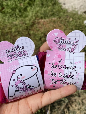 Porta bombom com bombom- outubro rosa