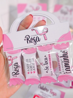 Lapela com 4 balinhas- outubro rosa