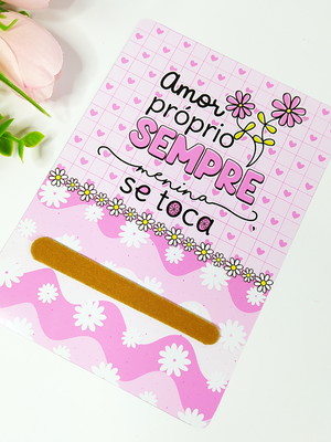 Card com mini lixa- outubro rosa