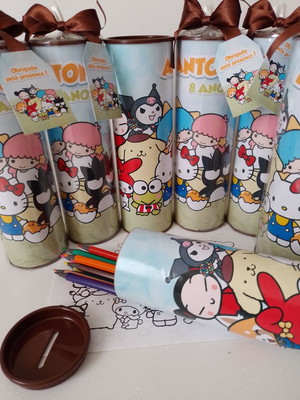 Tubo lata com kit para colorir sanrio