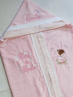 Toalha de banho para bebê com capuz bailarina