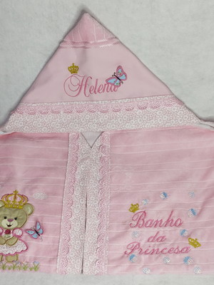 Toalha banho para bebê com capuz ursinha com borboleta 3d